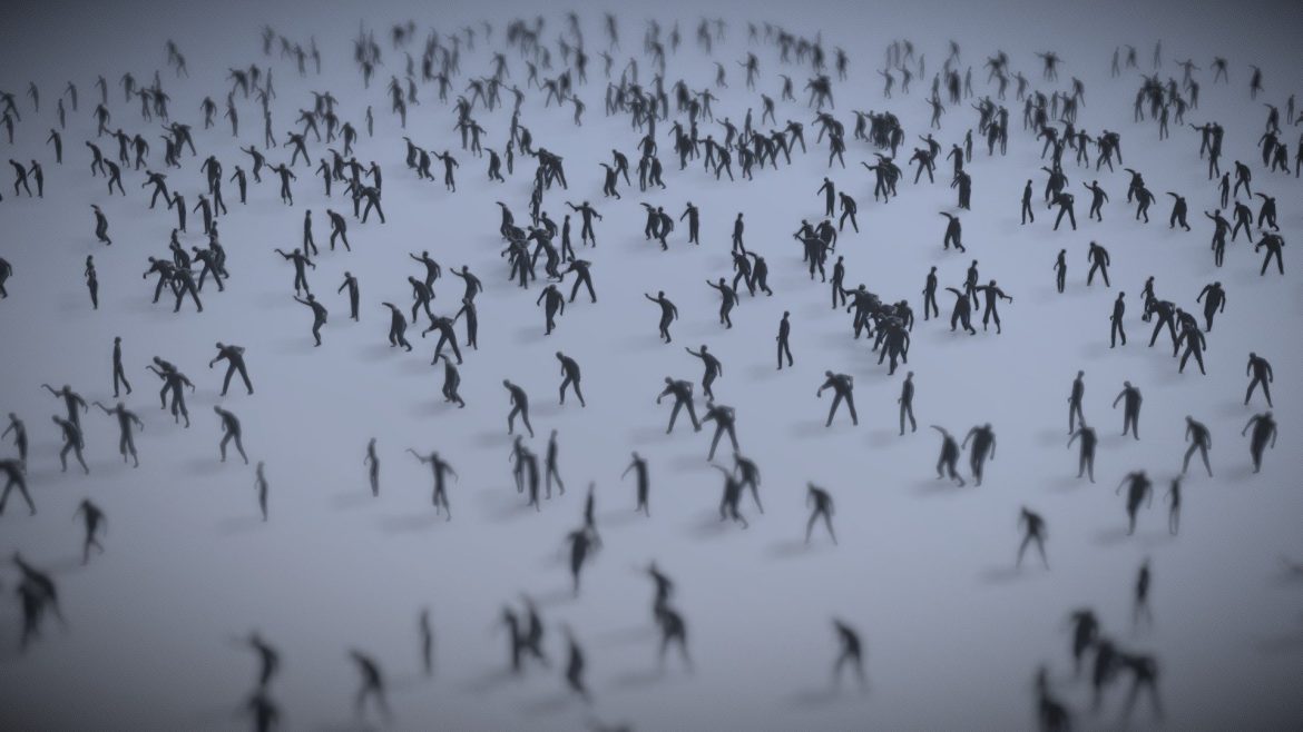 low poly crowd of zombies 3d model