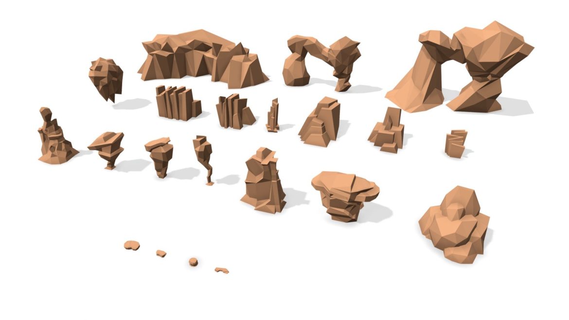 low poly landscape set 3d model