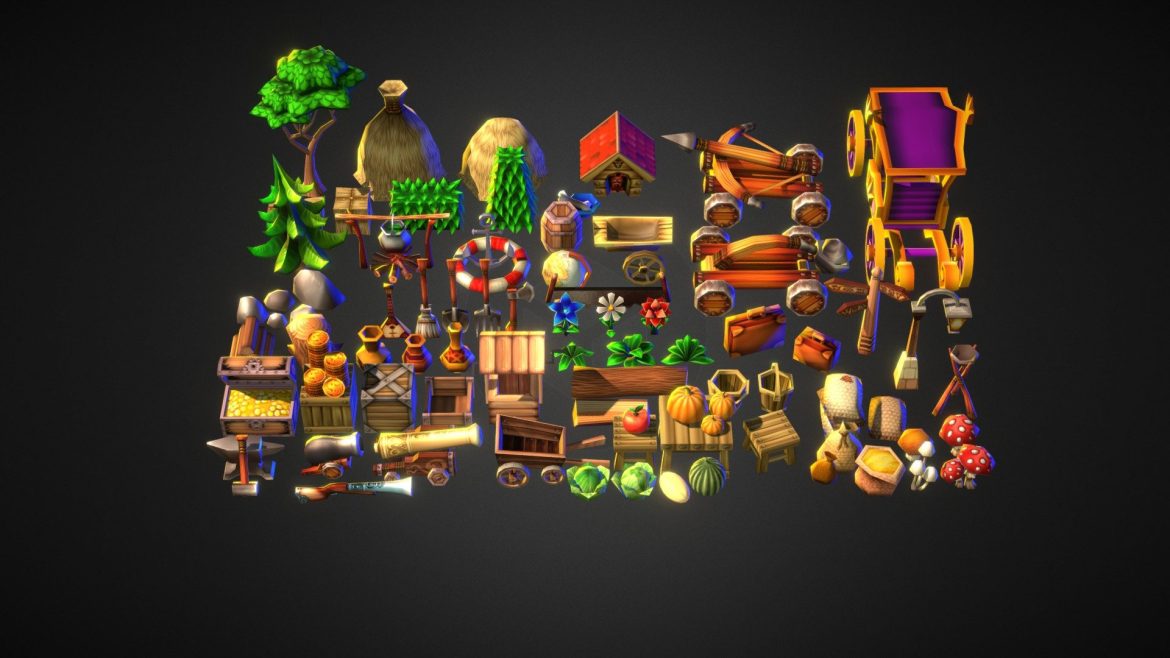 low poly models pack 3d model