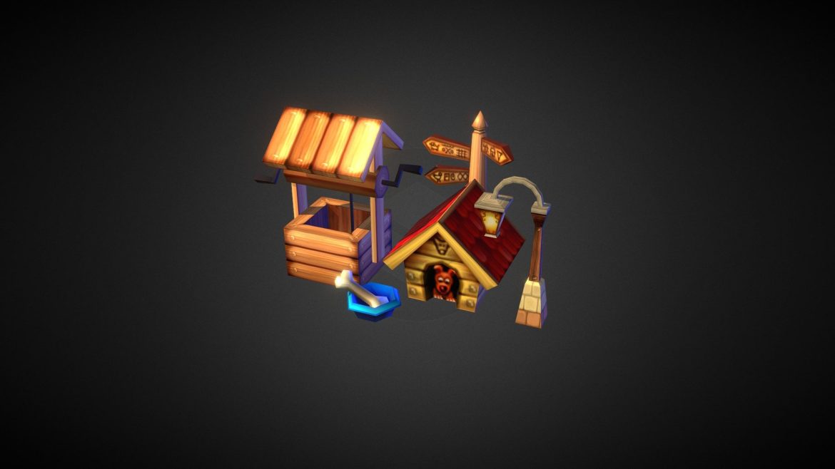 lowpoly dog house 3d model