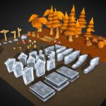 lowpoly toon autumn forest 3d model