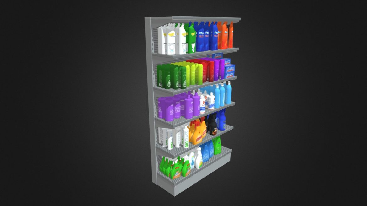 market shelf cleaning products 3d model