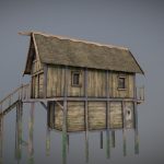 medieval lake village house 13 3d model