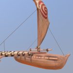 Moana Vaiana Canoe 3d Model - A detailed Moana Vaiana canoe 3D model with outrigger and crab-claw sail