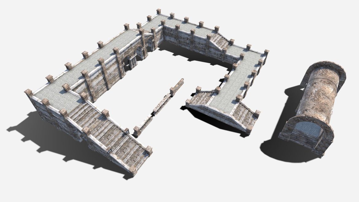 modular courtyard scene 3d model