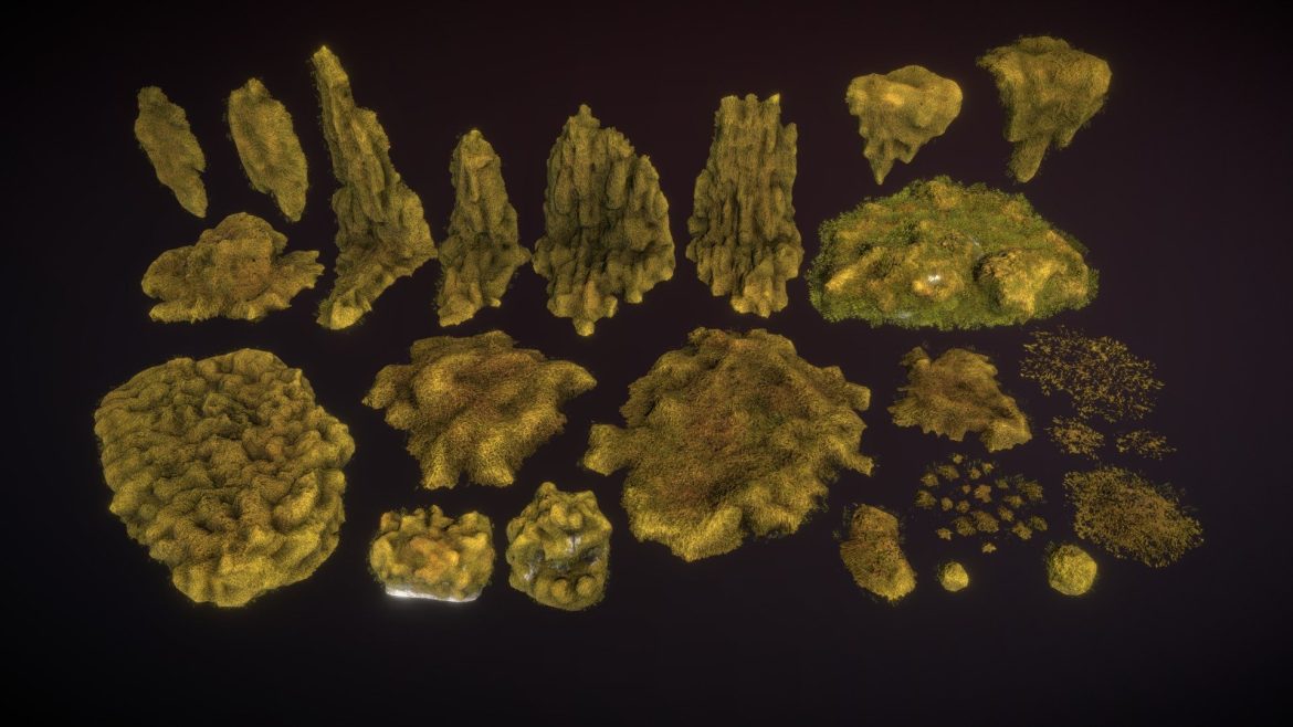 mossy piles 3d model