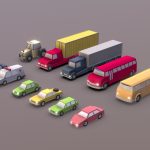 Pack of low-poly urban vehicles.