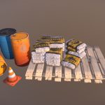 pbr stylized cartoon construction site props 3d model