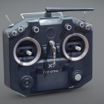 Taranis Radio Controller 3d Model - Highly detailed 3D scan of a FrSky Taranis QX7 radio controller, showcasing its ergonomic design and intricate controls for drone operation.