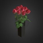 Red Roses in Glass Vase