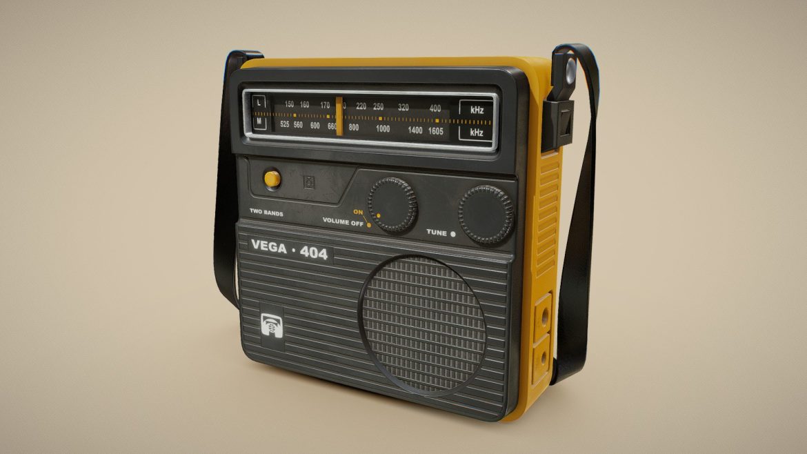 retro portable radio vega pbr 3d model