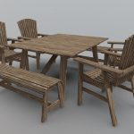 Rustic Wooden Table Set (Low Poly)
