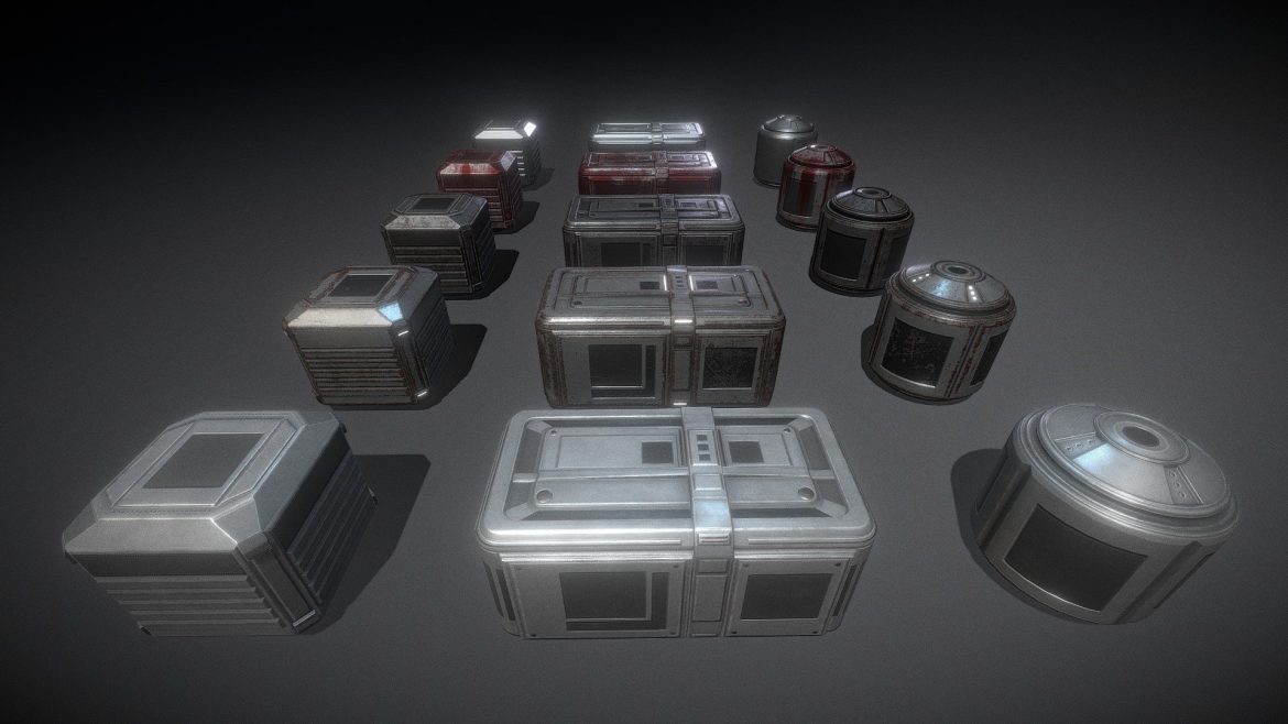 sci fi containe set 3d model