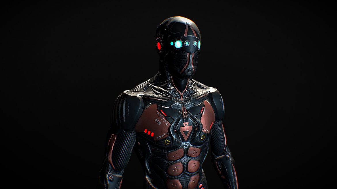 sci fi ninja pbr 3d model