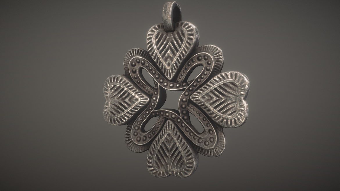 shamrock heart pendant lowpoly 3d model