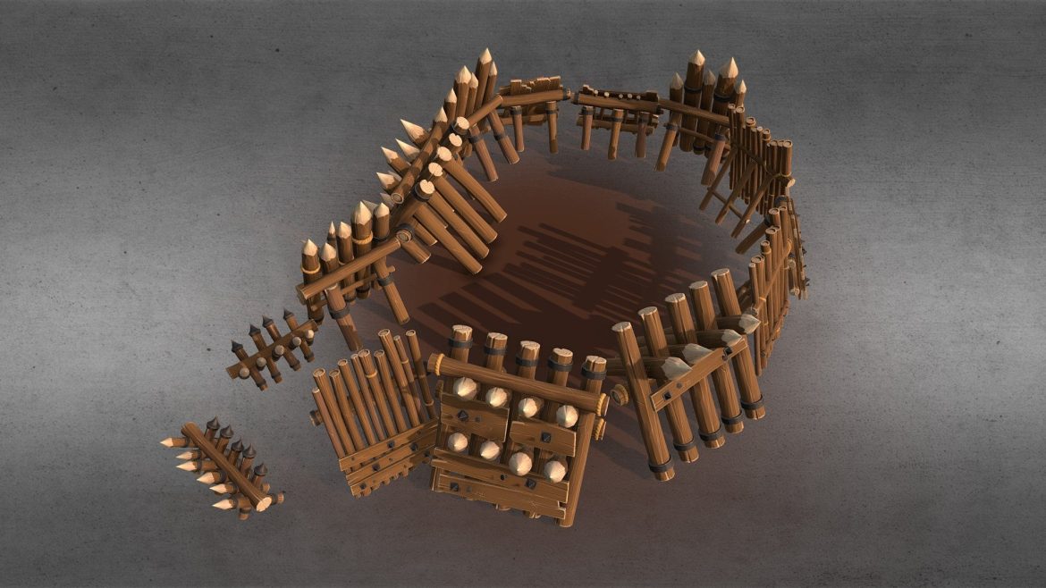 stylized pbr barricades pack 3d model