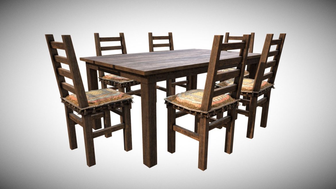 table and chair classic 3d model