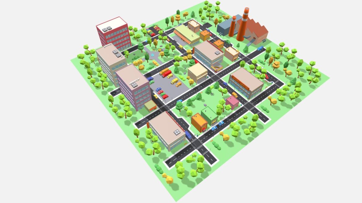 town pack low poly 3d model