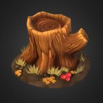 tree stump hand painted 3d model