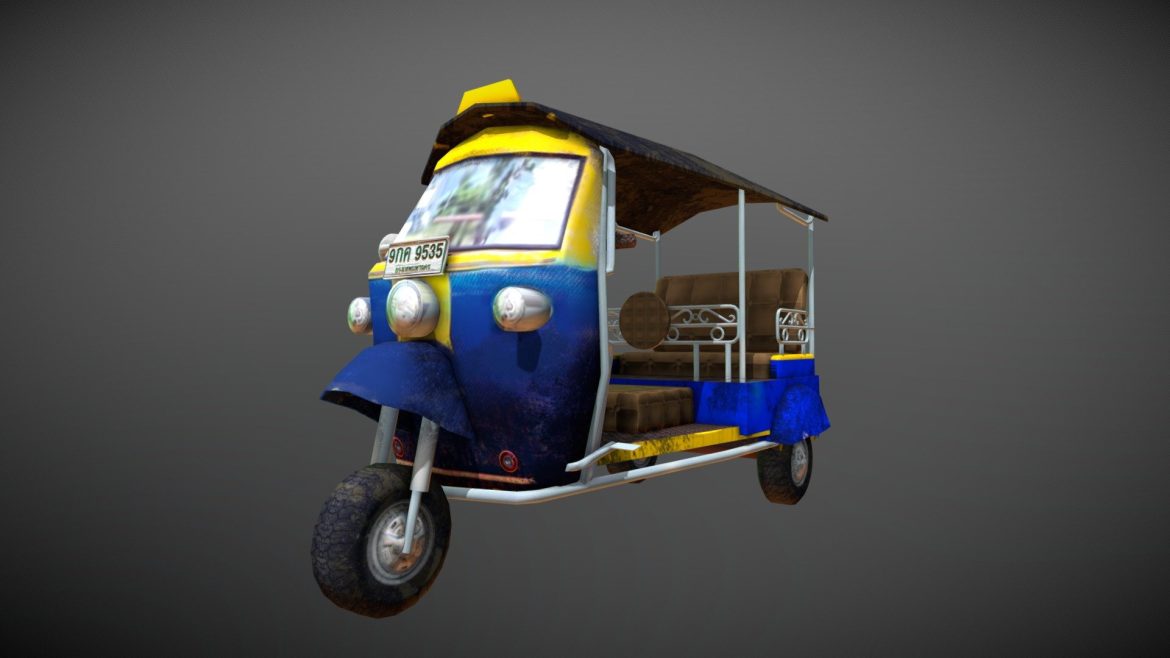 tuk tuk three wheelers taxi car 3d model