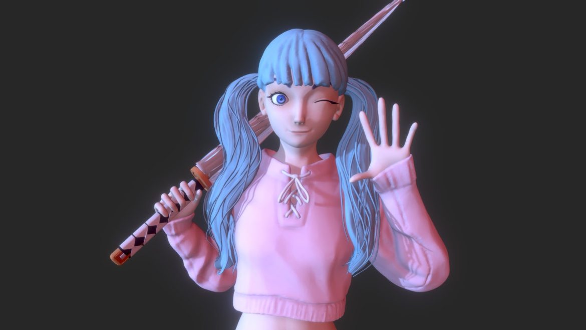 umbrella girl 3d model