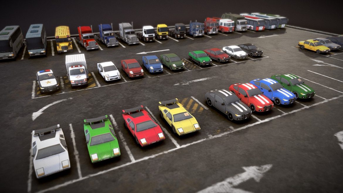 vehicle pack lowpoly pbr 3d model