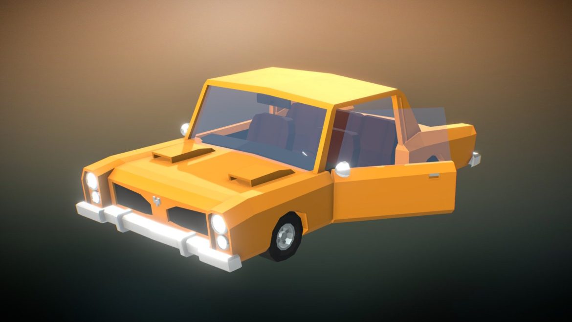 vintage car low poly style 3d model