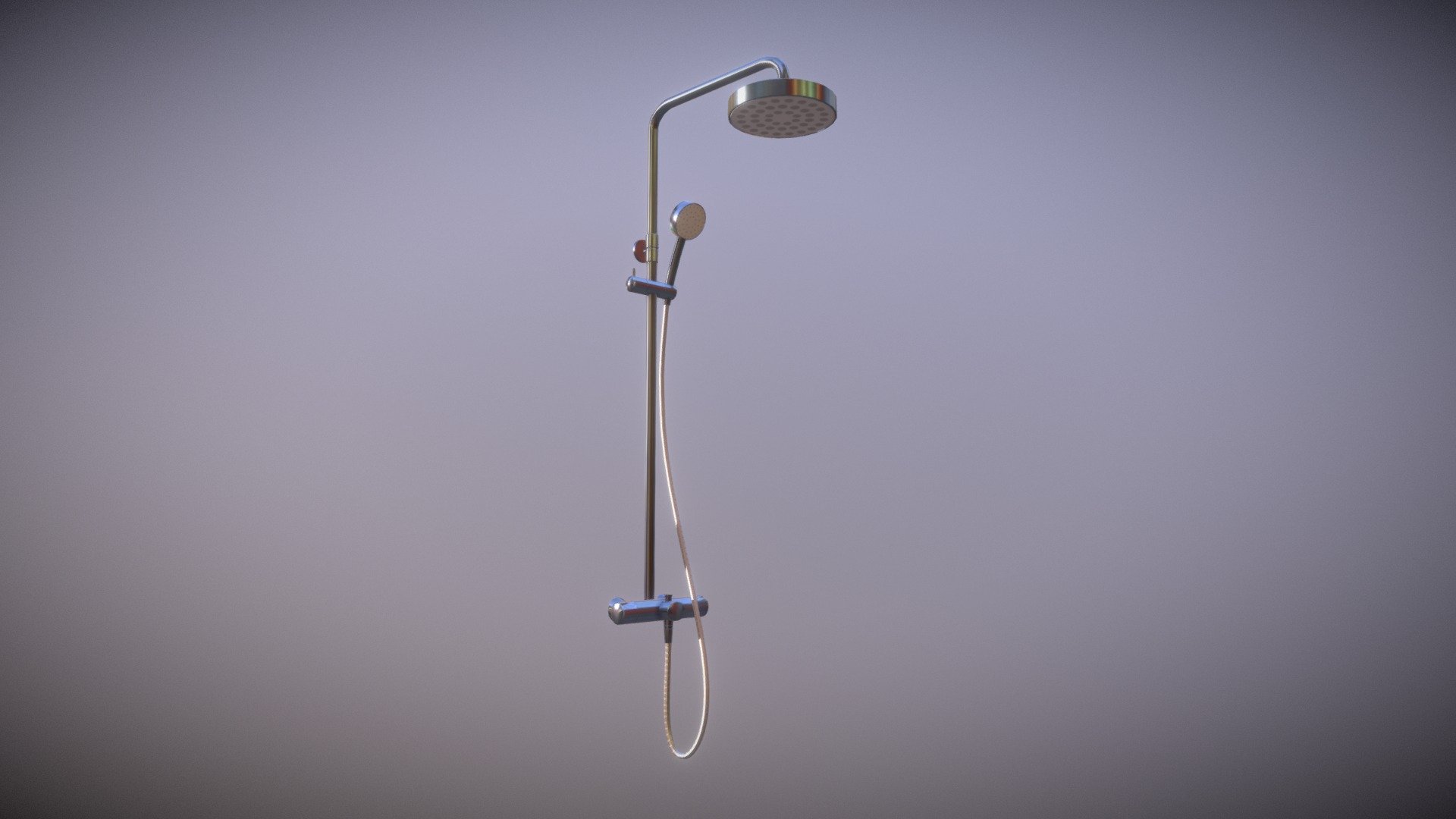 Wall and Hand Shower Low Poly Game Ready