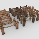 wood fence stylized 3d model