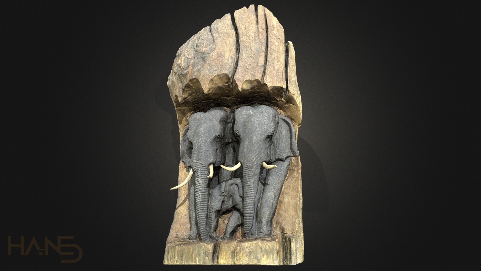 Wooden Asian Elephants