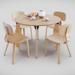 wooden dining table set 3d model