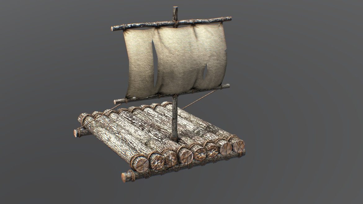 wooden life raft 3d model
