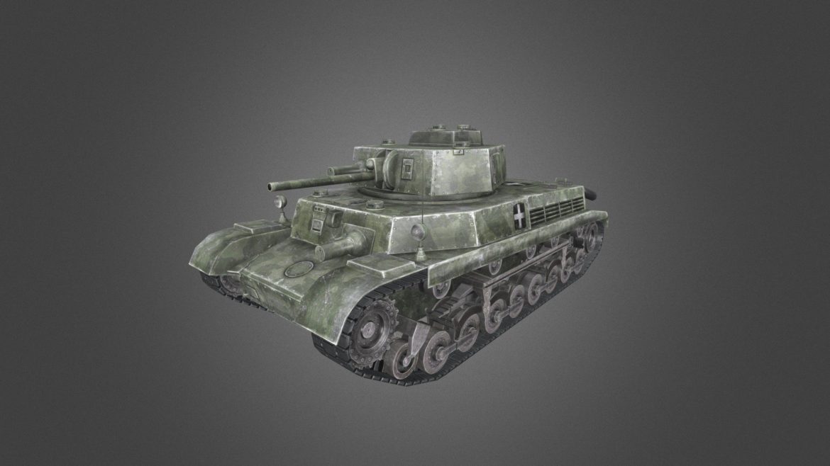 Turan I Tank 3d Model - High-detail 40 M Turan I Tank 3D model for game development