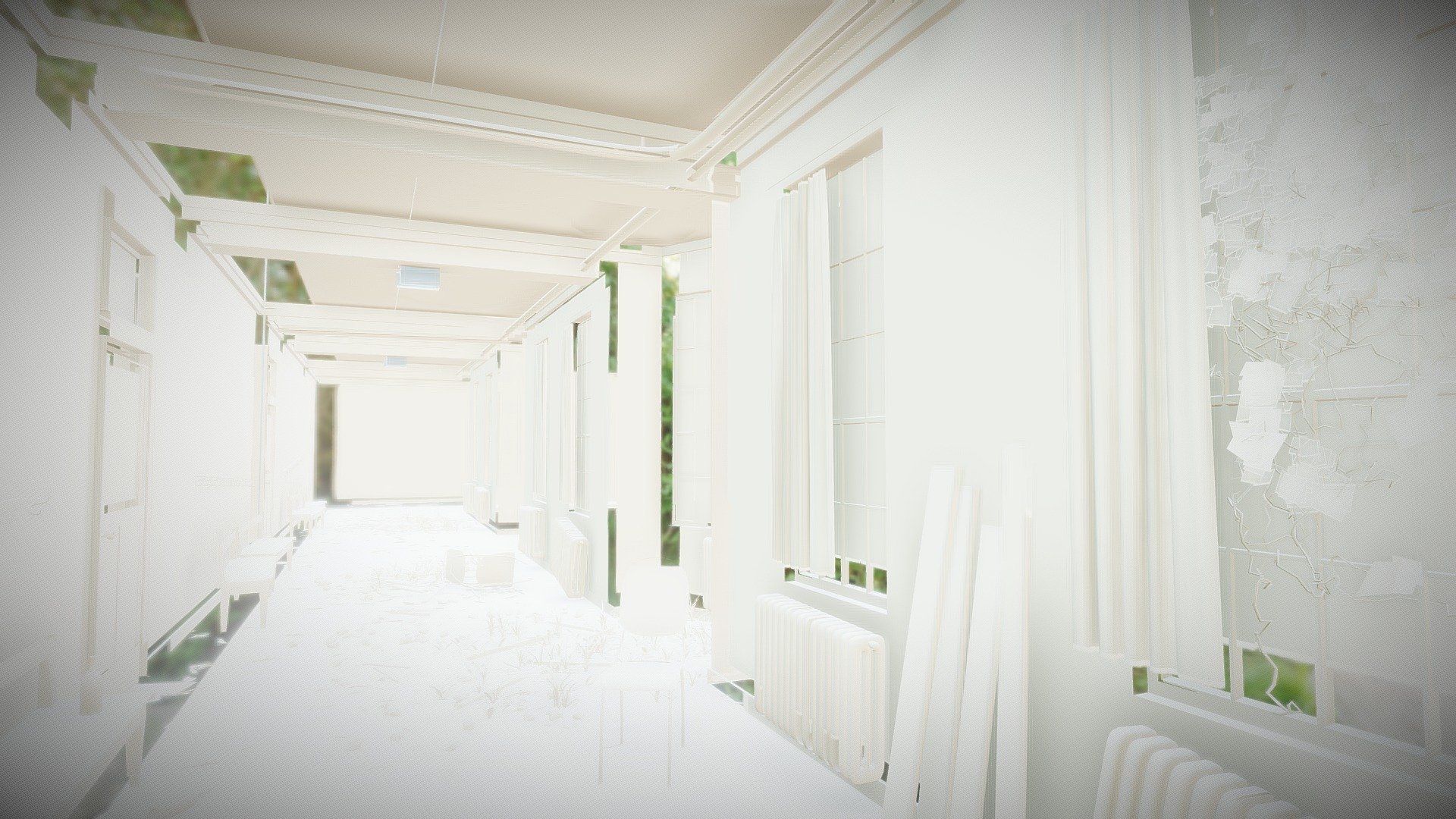 Deserted Elementary School Hallway