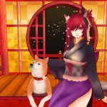 dog and shower of blossoms 3d model