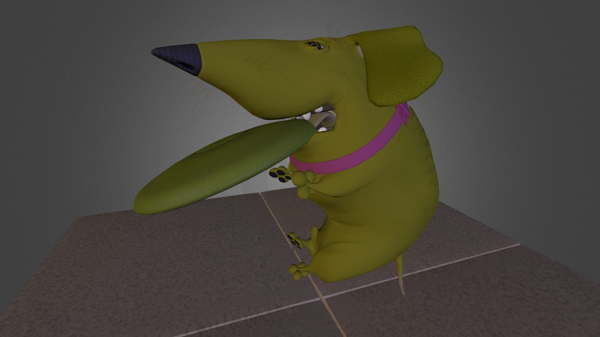 Dog Character With UFO/Frisbee