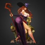Dragons Crown Sorceress 3d Model - Dragon's Crown Sorceress 3D model with detailed costume, magical staff, and intricate textures