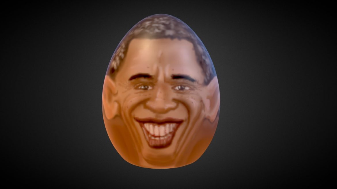 Yes Can Easteregg 3d Model - Easter egg 3D model with 'Yes We Can' slogan, political art digital asset, festive symbolic rendering