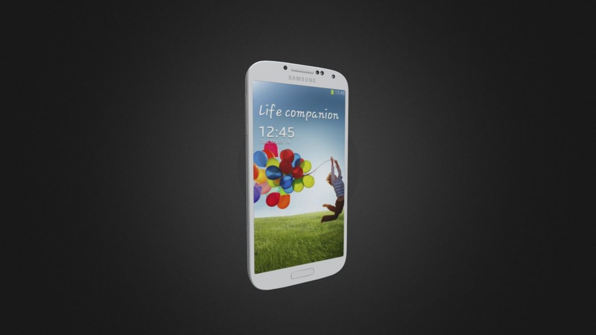 Galaxy S4 Smartphone 3d Model - High-fidelity 3D model of a Samsung Galaxy S4 smartphone, showcasing detailed design and textures