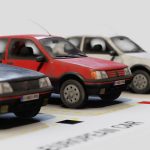 low poly 80 90s european car store pack 3d model
