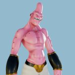 Majin Buu Character 3d Model - Majin Buu character 3D model, fan art of Dragon Ball Z antagonist created in Blender and Gimp, detailed digital sculpture.