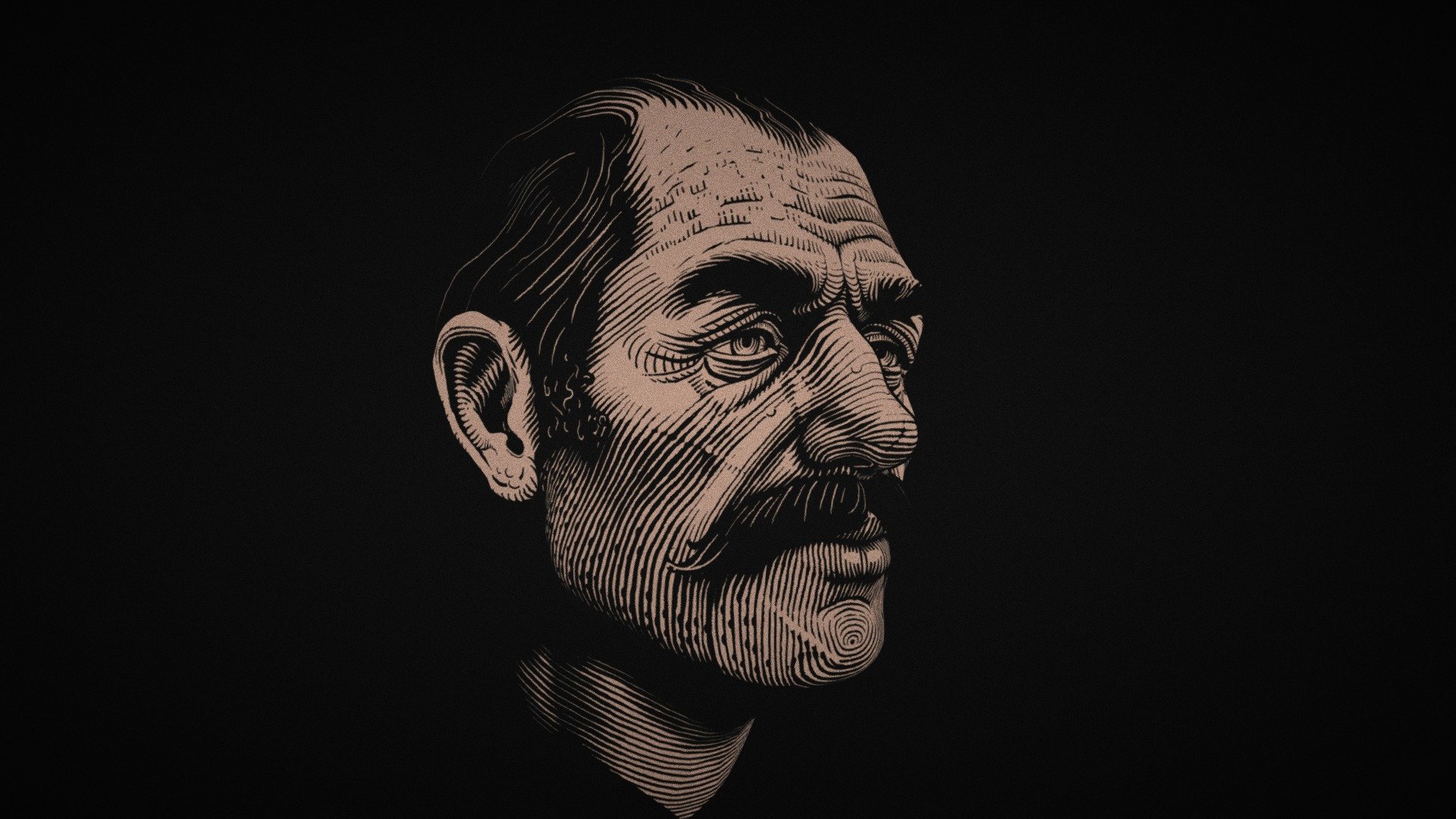older man w/ line art texture