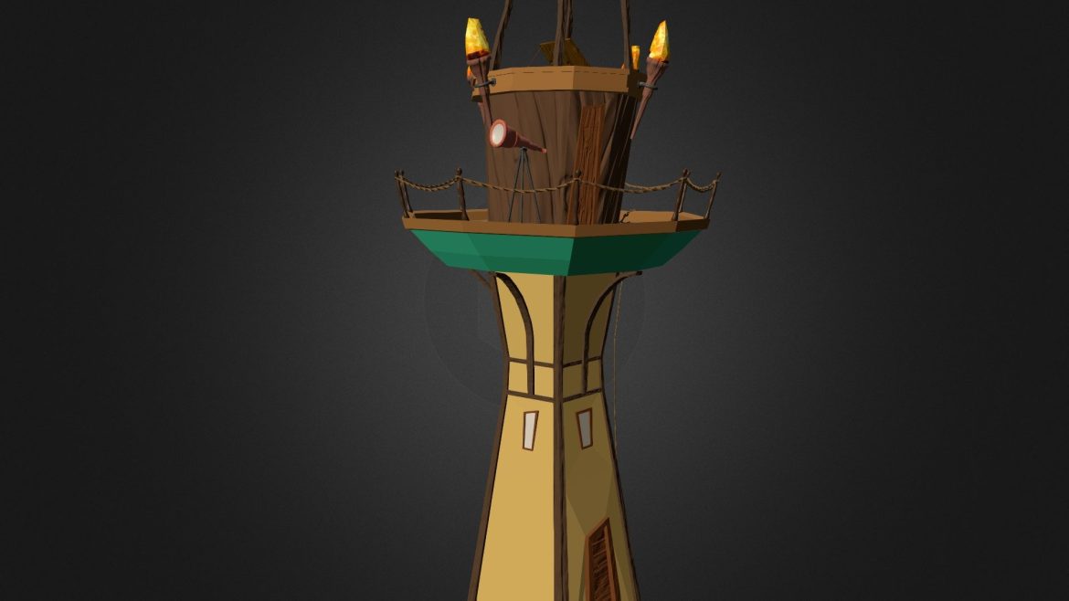 pirate lighthouse cartoon 3d model