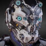 sci fi helmet blue neon jonathan benainous 3d model