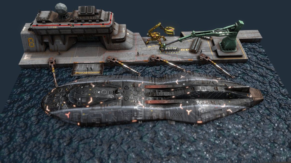 sci fi submarine type 9 class 3d model