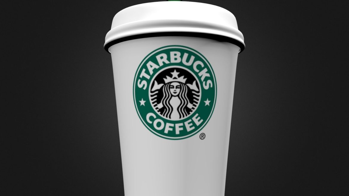 Starbucks Cup 3d Model - High-fidelity 3D model of a Starbucks coffee cup with its iconic green logo and white lid.