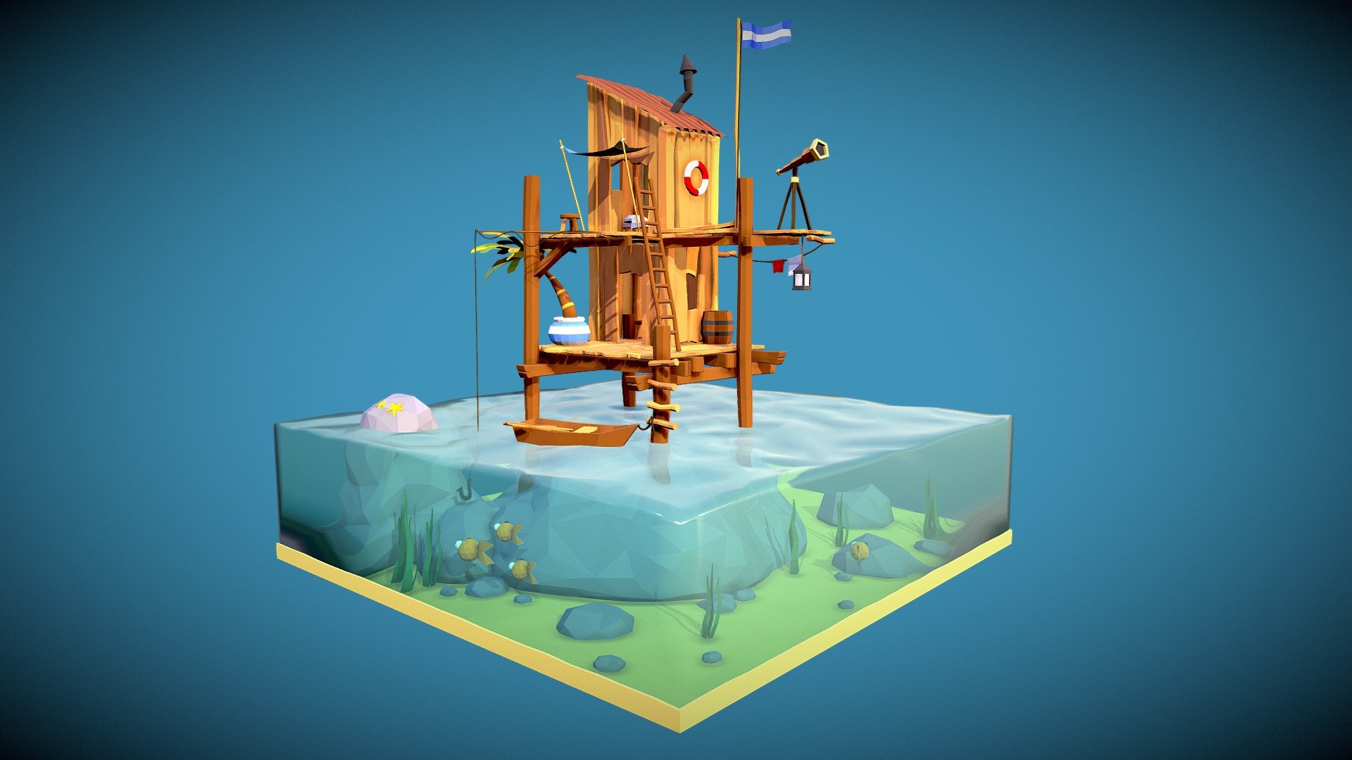 stylized sea shack
