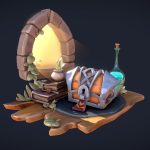 sunset treasure chest 3d model