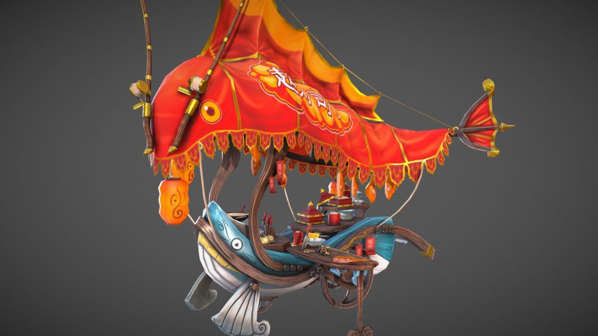 supersushi lowpoly stylized food cart 3d model
