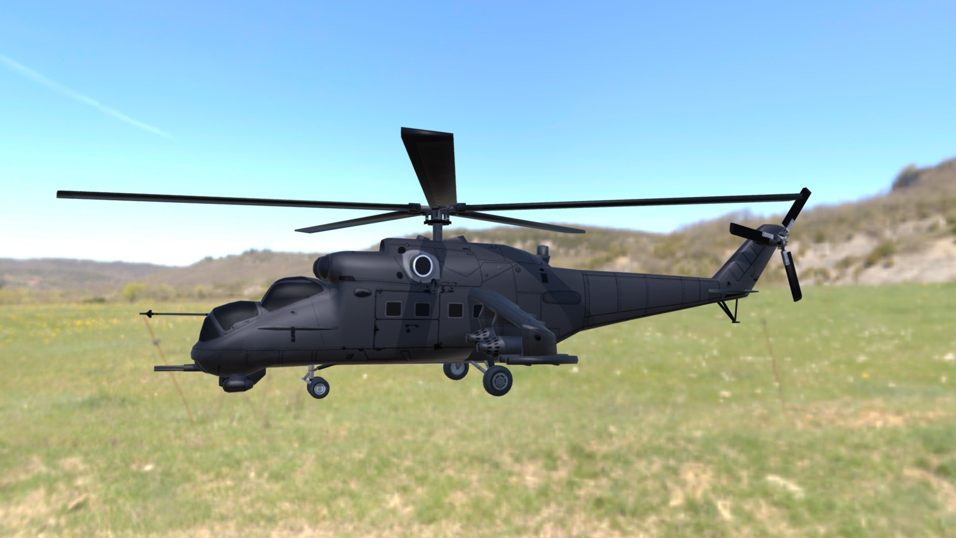 3d PBR model helicopter MI-24 Hind